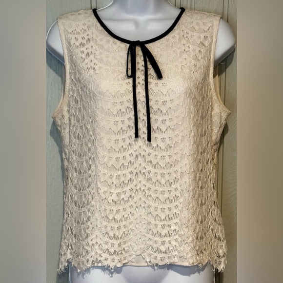 Vince Camuto Tops - Vince Camuto Cream and Black Lace Top